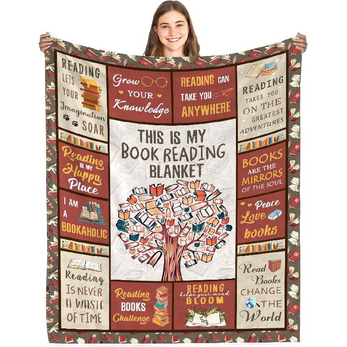 Book Lovers Gifts Blanket, Gifts for Book Lovers Women, Reading Blanket for Book Lovers, Librarian Gifts for Women Ideas Christmas Birthday
