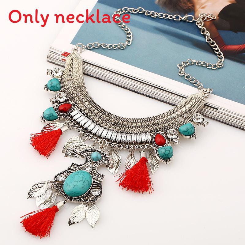

Style Ethnic Simulation Gemstone Decoration Women Necklace With Design Tassel