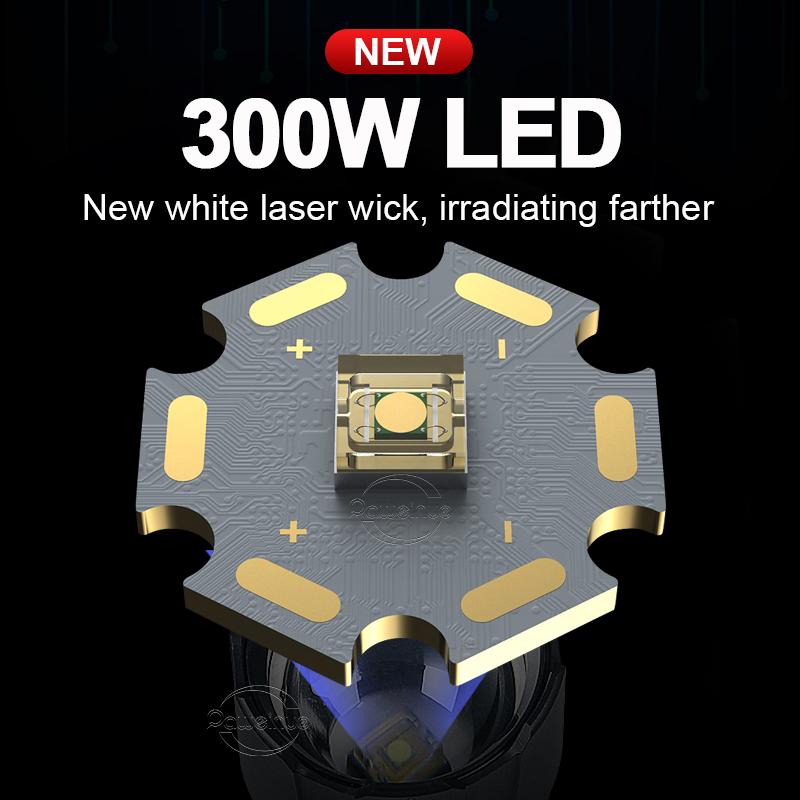 300W LED Hochleistungs-Taschenlampe Long Shot 3500M Starke Lichtlaterne Wiederaufladbare Lampe Outdoor Camping Wanderlichter