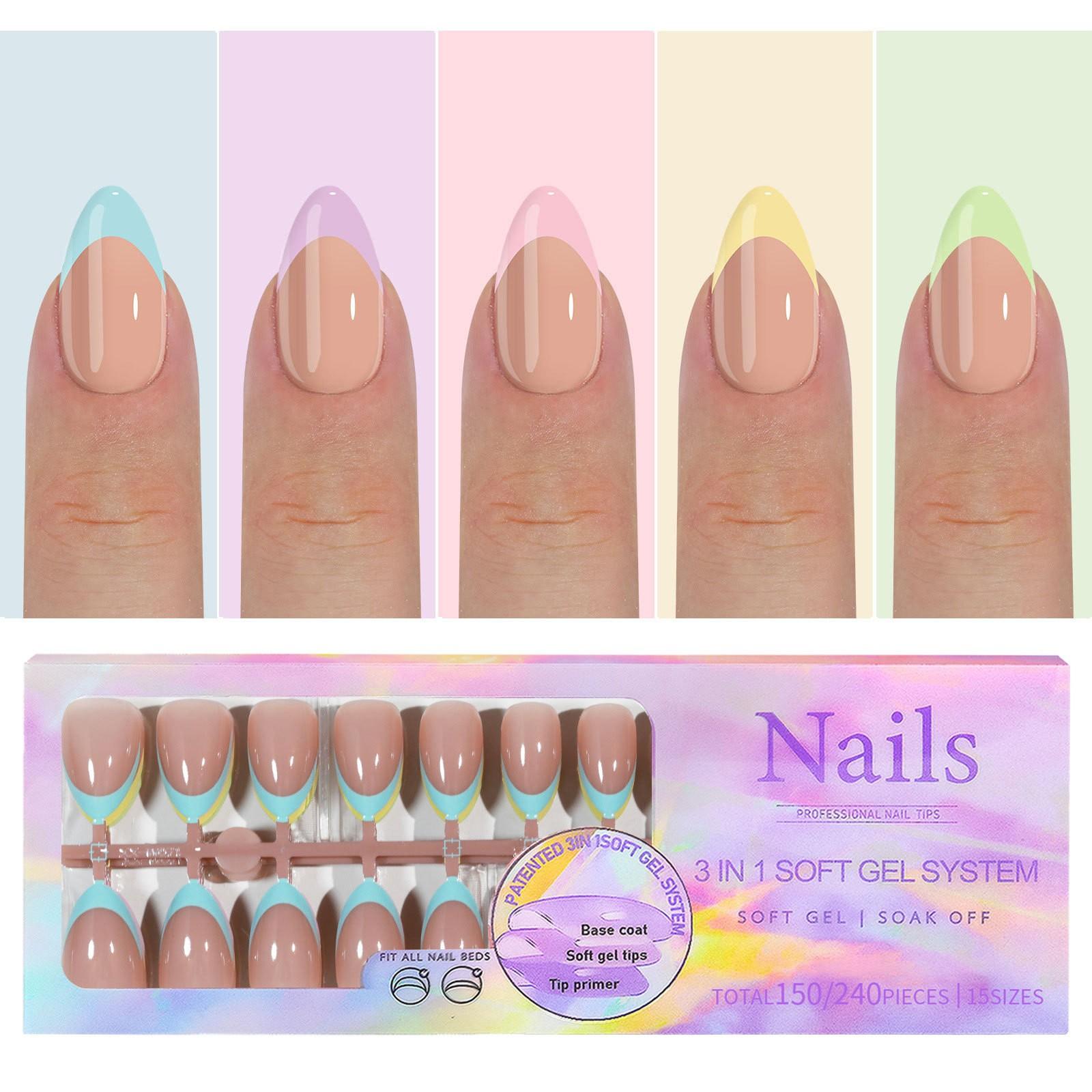 Manicure Wearable Nail French No Tracse Wearable Nail Removable Manicure French Wearable Manicure Fake Nail Stickers One Size