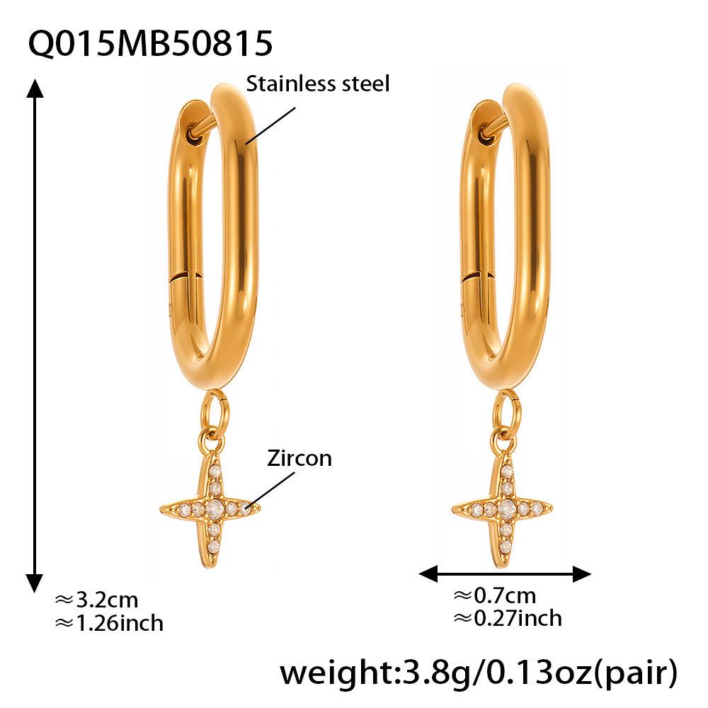 18k Gold-Plated Stainless Steel Zircon Cross Earrings – Minimalist Luxury Style