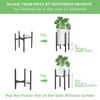Space-Saving Adjustable Plant Stand Metal | Mid-Century Shelf for 10"-16" Pots Indoor Outdoor | Black Modern Design