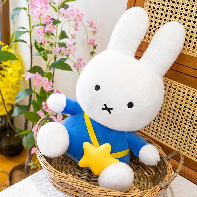 Super cute satchel Miffy rabbit plush toy cute little white rabbit doll children accompany sleeping pillow