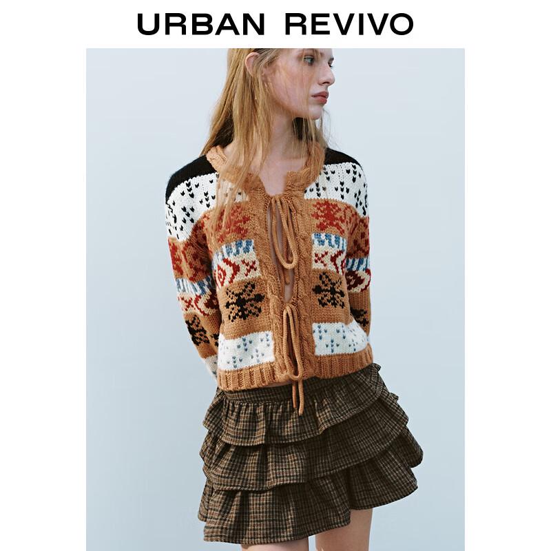 UR Women's 2025 Spring Retro Fair Isle Knit Cardigan