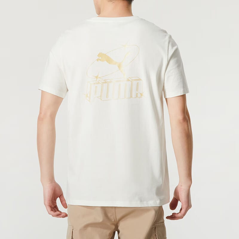 Puma T Shirts Unisex White Crew Neck Moderate Straight Fit 682344-65
