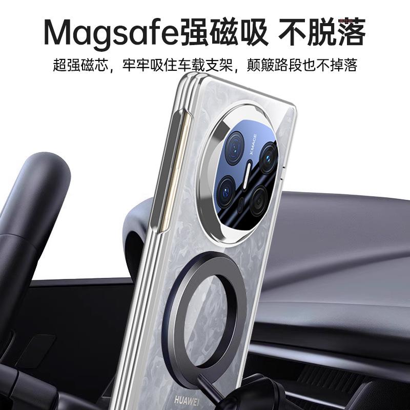 Applicable To Huawei Matex6 Mobile Phone Case Film Integrated Rotating Bracket Magnetic Attraction Electroplating Transparent Anti-drop Central Shaft 
