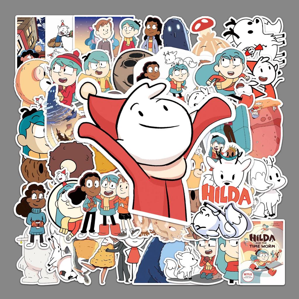50 Cute Hilda Cartoon Stickers: Waterproof Decoration for Suitcases, Phone Cases, Notebooks, and More.