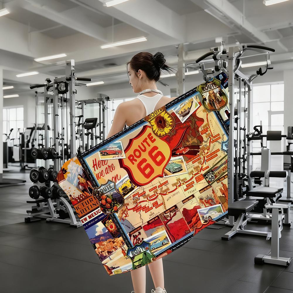 Fashion US Route 66 Towel Quick Drying Beach Towels Are Suitable For Swimming Pools Camping Yoga And The Gym