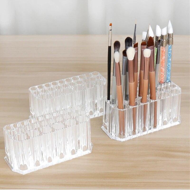 26 otvorů štětce na nehty Úložná krabička Akrylový držák Organizér Nádoba na krásu Štětce na make-up Pera Sada nářadí na displej Držák na poličku