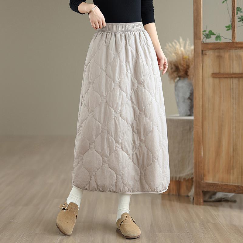 Faldas de algodón acolchadas de talla grande, de cintura alta, vintage, para primavera, otoño e invierno, informales, sueltas, largas, para mujer