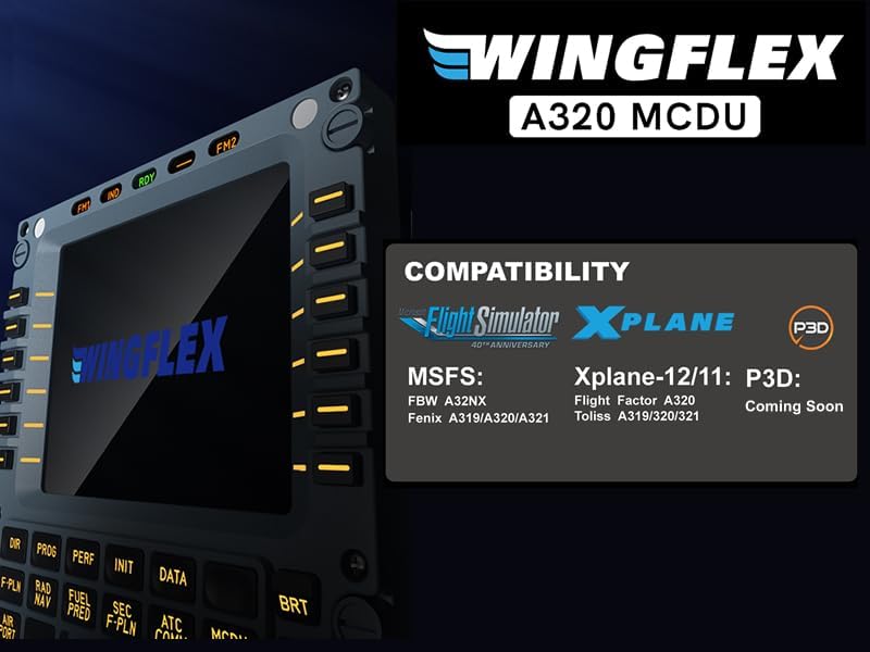 Wingflex A320 MCDU Flight Simulator Flight Controller with Realistic Aircraft Precision and PC Compatible Feel, Control, Plug-and-Play Design, (A320)