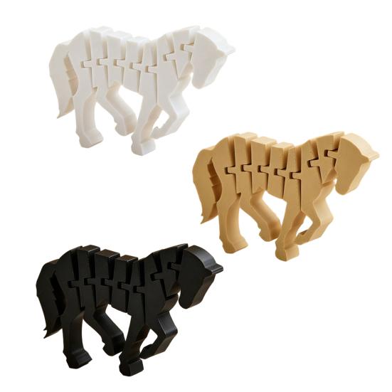 3D Printed Horse Figurine Movable Joints Stress Relief Toy Year of The Horse Ornament Articulated Fidget Toy for Desktop Bookshelf Decoration