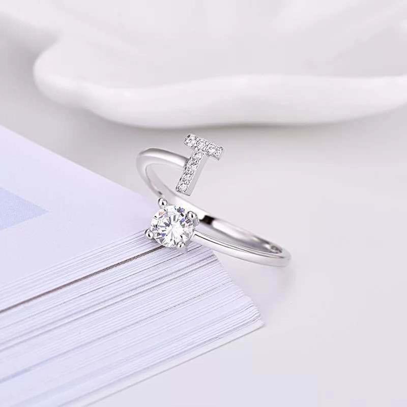 Shining 26 Letters Adjustable Rings Initial A-Z Alphabet Opening Ring For Women Charm Jewelry Gift