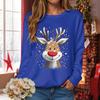 Women's Fashionable Casual Long-Sleeved Loose-Fit Christmas Print Round-Neck Pullover Sweatshirt