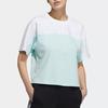 Adidas Neo Letter Print Breathable Color Block Round Neck Short Sleeve T-Shirt Women Tops Green H18593
