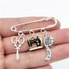 Fashion Scissors Clothing Sewing Machine Tape Measure Brooch Jewelry Designers Gifts