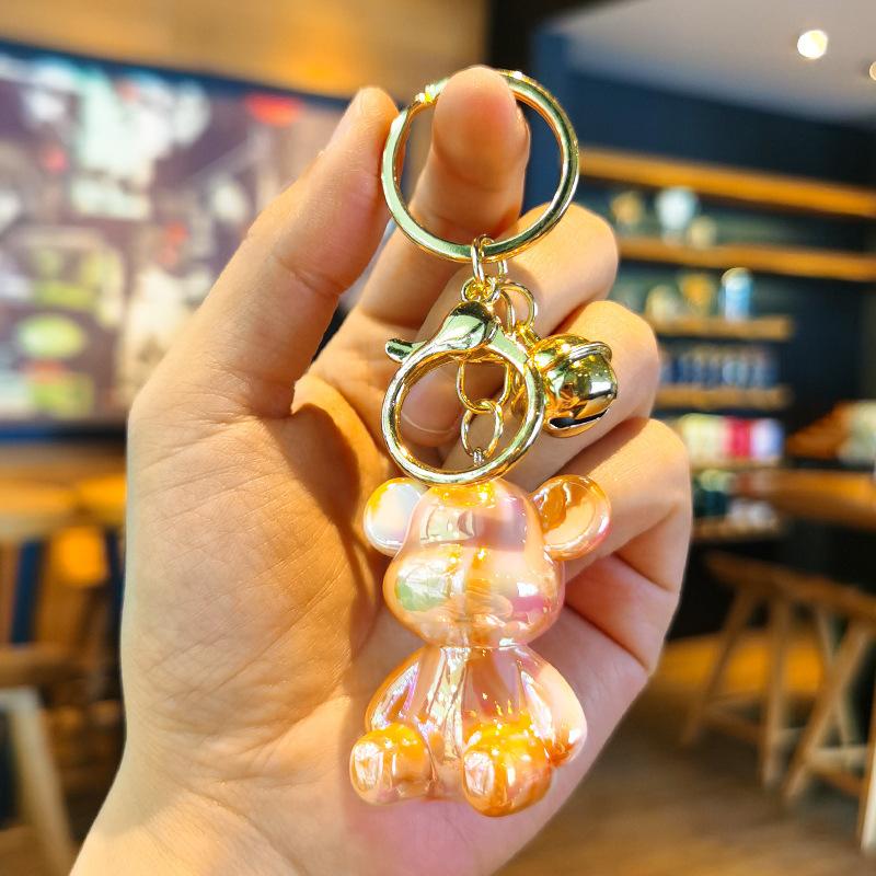 Acrylic Bear Figurine Keychain Cartoon Vibrant Color Couple's Keychain Kawaii Cute Personalized Gifts Y2k Fashion Toys Anime