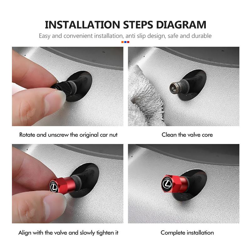 For Lexus 4Pcs Car Wheel Tire Valve Cap Protection Cover Auto Accessories CT ES GS NX IS250 RX350 IS200 LX570 UX250h CT200h AFT1