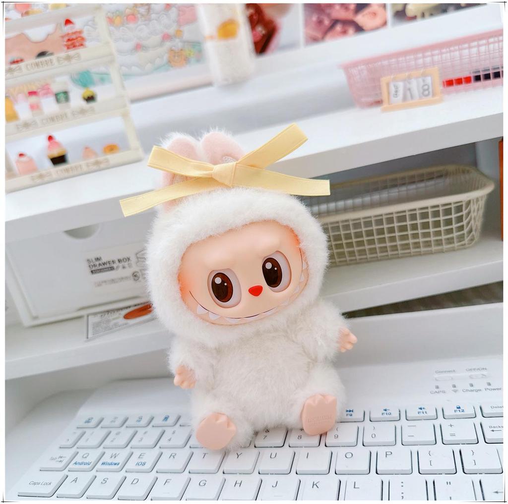 First, Second, and Third Generation Labubu Doll Clothes & Accessories Set: Includes 17cm and 10cm Doll Clothes, Crossbody Bag, and Hair Clip.