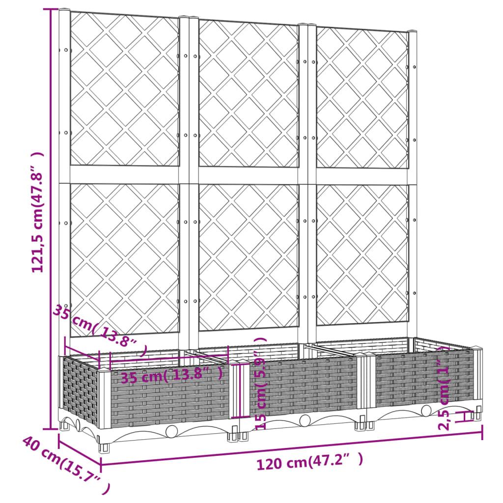Vidaxl Garden Planter With Trellis, Black, 120X40X121.5 Cm, Pp