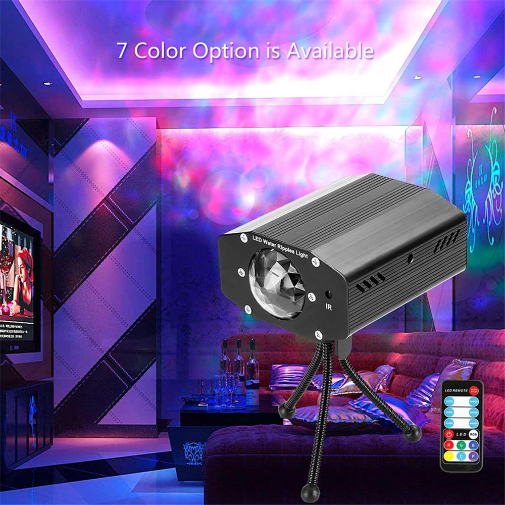 7 Colors Disco Lights LED Water Ripples Effect Light Projector Stage Lights Sound Activated With Remote Control For DJ KTV Disco