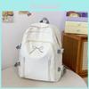 Basic Pink Nylon Student Backpack With Bow Design For School Use