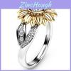 Beautiful Gold Plated Sunflower Ring With Multicolor Zircon For Fashionable Women