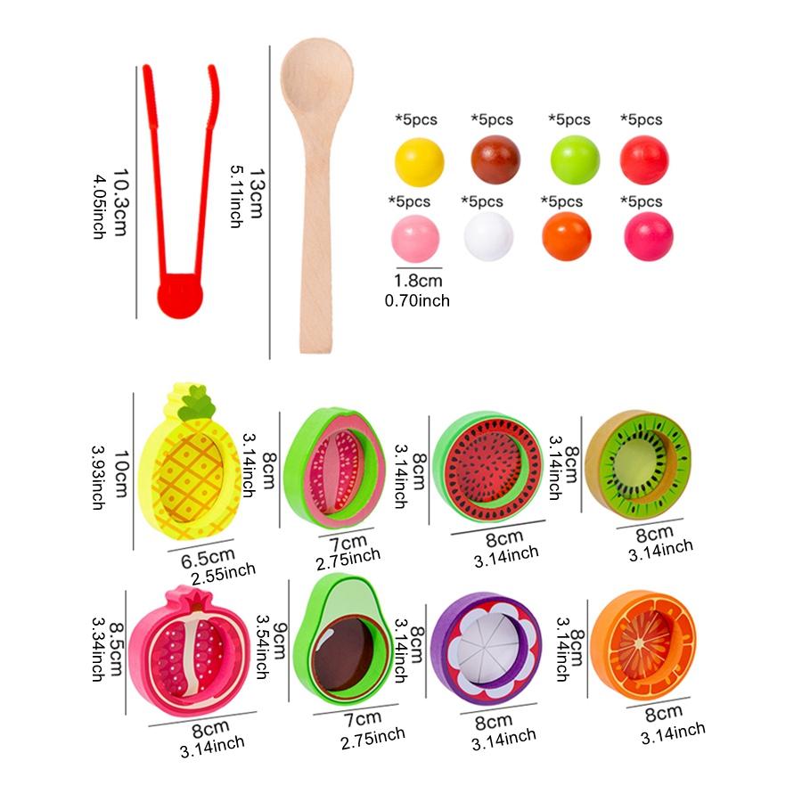 1Set Montessori Wooden Toys Color Sorting Fruit Matching Beads Early Education Puzzle Fine Motor Skills Training for Kids