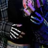 Noi mănuși punk unisex Halloween cu schelet craniu Mănuși cu jumătate de deget care strălucesc în întuneric Mănuși de iarnă tricotate fără degete stretch