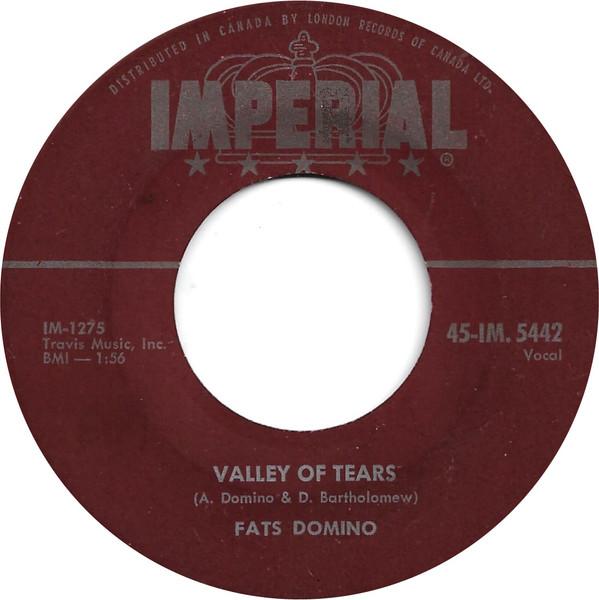 

7inch Record FATS DOMINO - Valley Of Tears / It s You I Love 45IM5442 Imperial 1957 Canada Blues Used