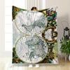 Vintage World Map Warm Blanket with Ornate Borders - Flannel Blanket for Bedroom, Living Room, Sofa, and Nap.