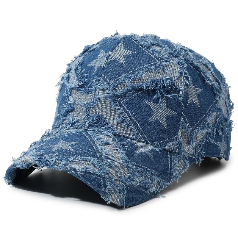 Washed Denim Baseball Cap Men'S Retro Retro Checkerboard Cap Hip Hop Trend Hat