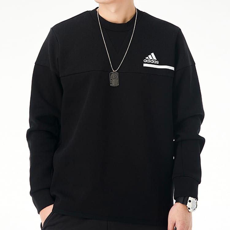 adidas Sweatshirts Men's Black Crew Neck Moderate Regular GM6538