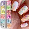 New manicure sequins 12-grid luminous ultra-thin 6-angle shallot luminous glitter sequins