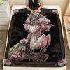 1PC Floral Fantasy Art Print FlAannel Blanket, High Quality Comfortable for All Seasons, Home Decor, Warmth and Comfort