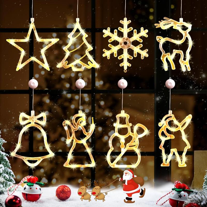 LED Weihnachts-Fensterlichter Silhouette Dekoration Glocke Weihnachtsbaum Weihnachtsmann Für Neujahr Weihnachtsdeko Lichterkette