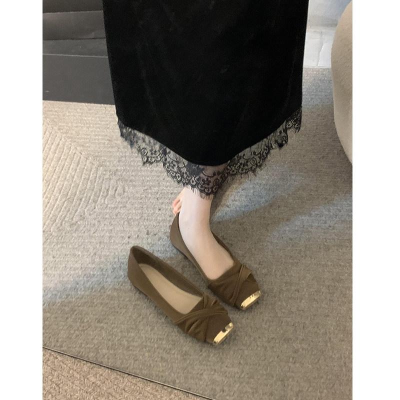 Flat-bottomed High-end Single Shoe for Women, New Style Square-toe Shoes Devotion