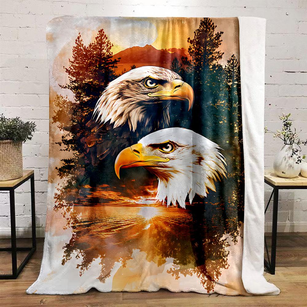 Majestic Eagle Sunset Blanket for All Seasons Blanket Lunch Break Throw Gift