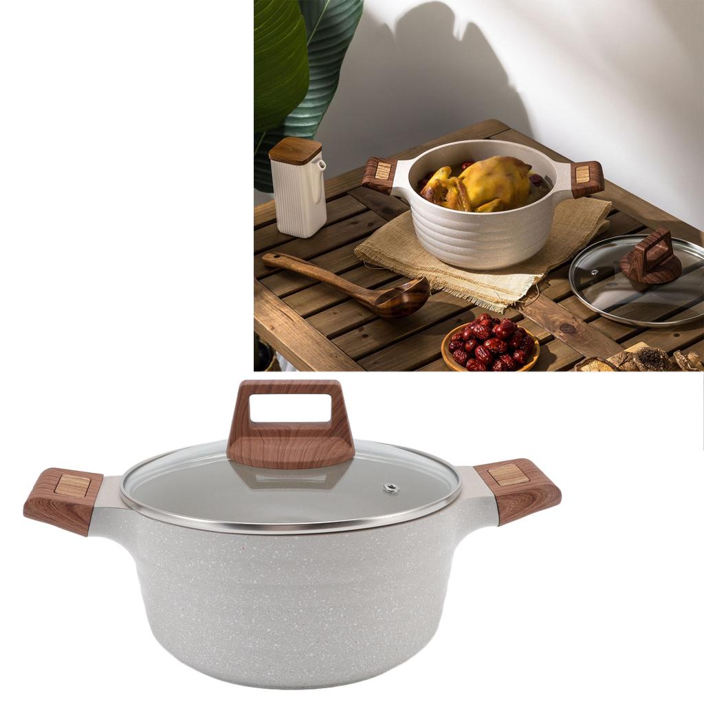 Double Ear Soup Pot Prevent Sticking Fast Heating Visible Elegant Universal Dutch Oven with Lid for