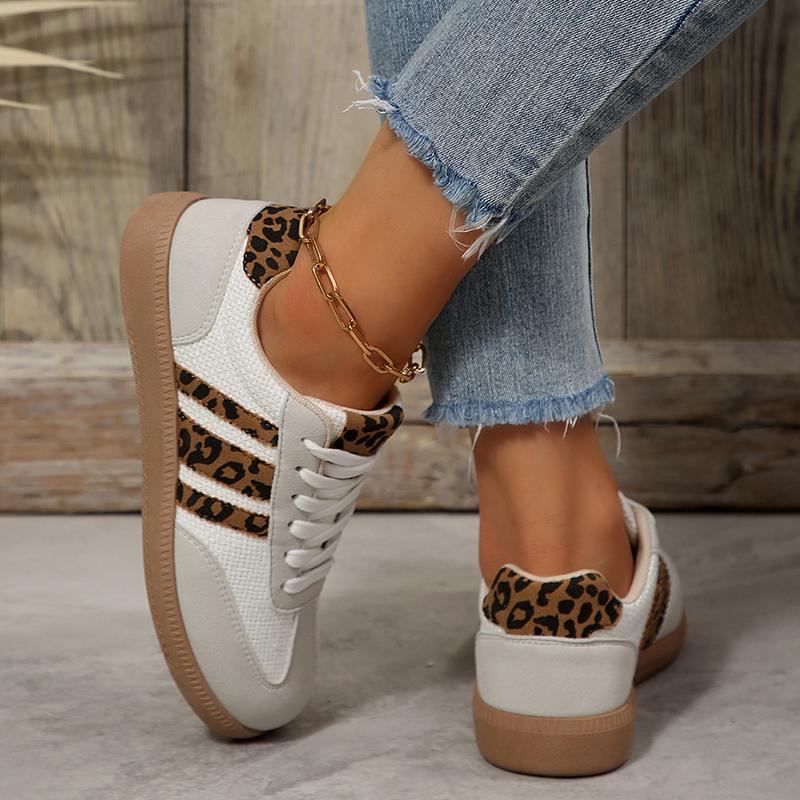 Plus Size 42 Leopard Print Flat Shoes Women Comfortable Breathable Flat Heels Sneakers Woman Non Slip Soft Sole Sports Shoes