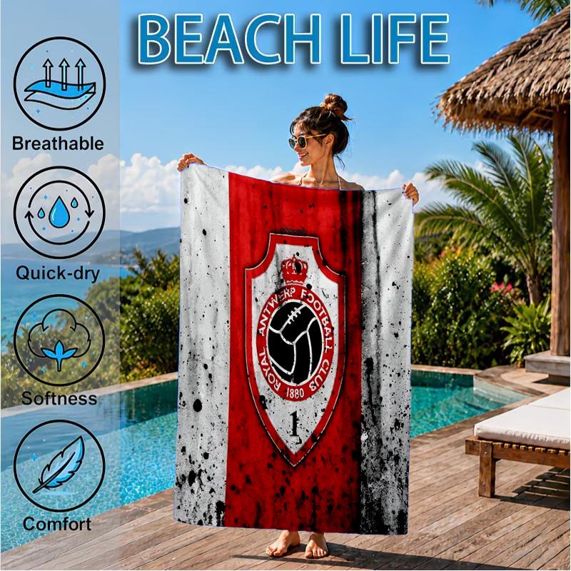 Royal Antwerp Fc Crest Beach Towel, Quick-drying, Easy to Care for, Suitable for Both Fitness and Beach Vacations,Sports Essential