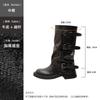 Two Versions Heightened Fashionable New Belt Buckle Square Round Head Pleated Medium Tube Knight Boots Boots Women's Autumn