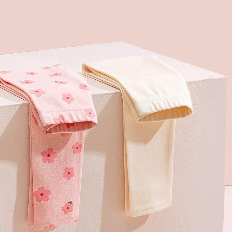 Zweiteiliges Set: Hochelastische, gebürstete Baumwoll-Leggings für Mädchen für Herbst/Winter