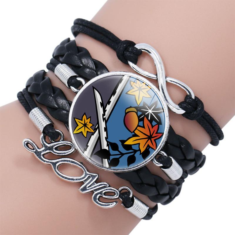 Slayer Demon Bracelet Anime Peripheral Multi Storey Handmade Black Gift Leather