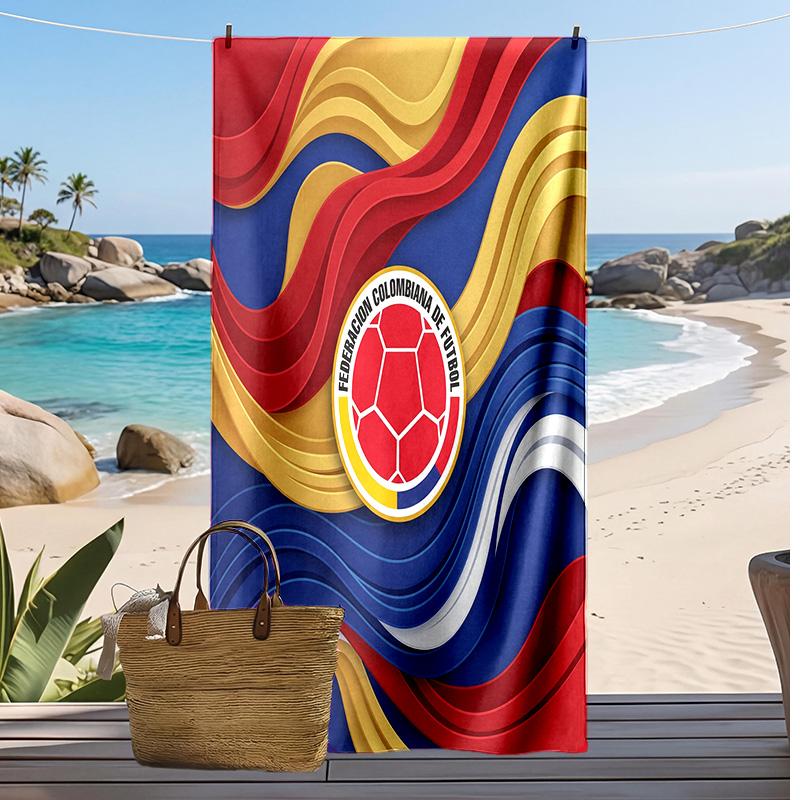 Asciugamano da Spiaggia Stampa Calcio Colombia Asciugatura Rapida Super Assorbente Morbido Asciugamano da Bagno per Nuoto Spiaggia Viaggio Souvenir Regalo