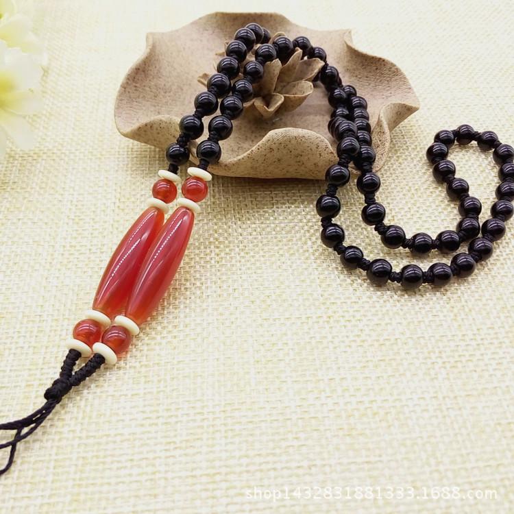 Handcrafted Red Agate  Jade Bead Lanyard Necklace – Unisex Pendant Rope