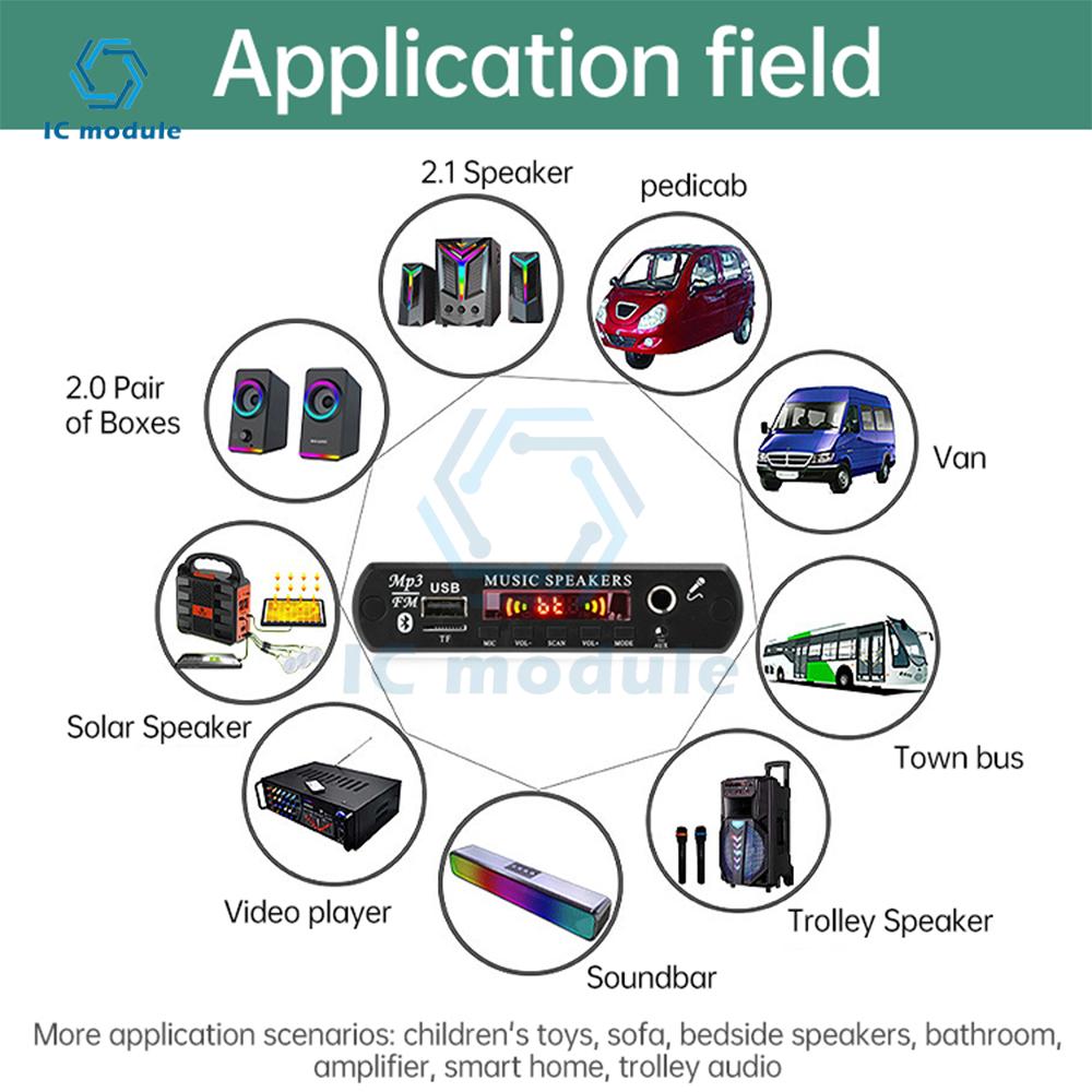 DC 12V MP3 BT Decoding Board Car Audio Decoding Module  USB TF FM Radio Module MP3 Bluetooth Music Player Without Amplifier