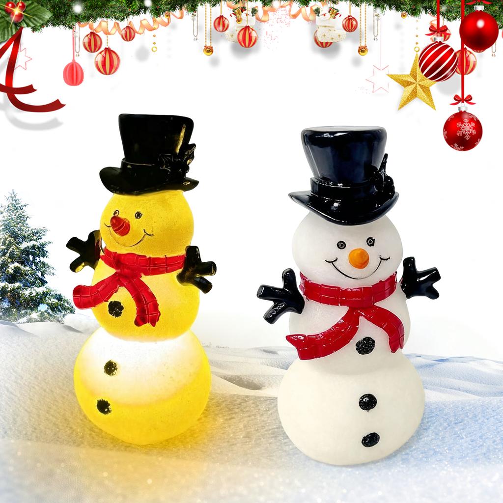 1/2Pcs Snowman Night Light with Top Hat Christmas Snowman Ornament PVC Xmas Snowman Lamp For Outdoor Garden Party Decor Gifts