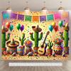 [2D Flat Banner] 1 Piece of Vibrant Mexican Party Backdrop - Birthday Photo Booth Backdrop