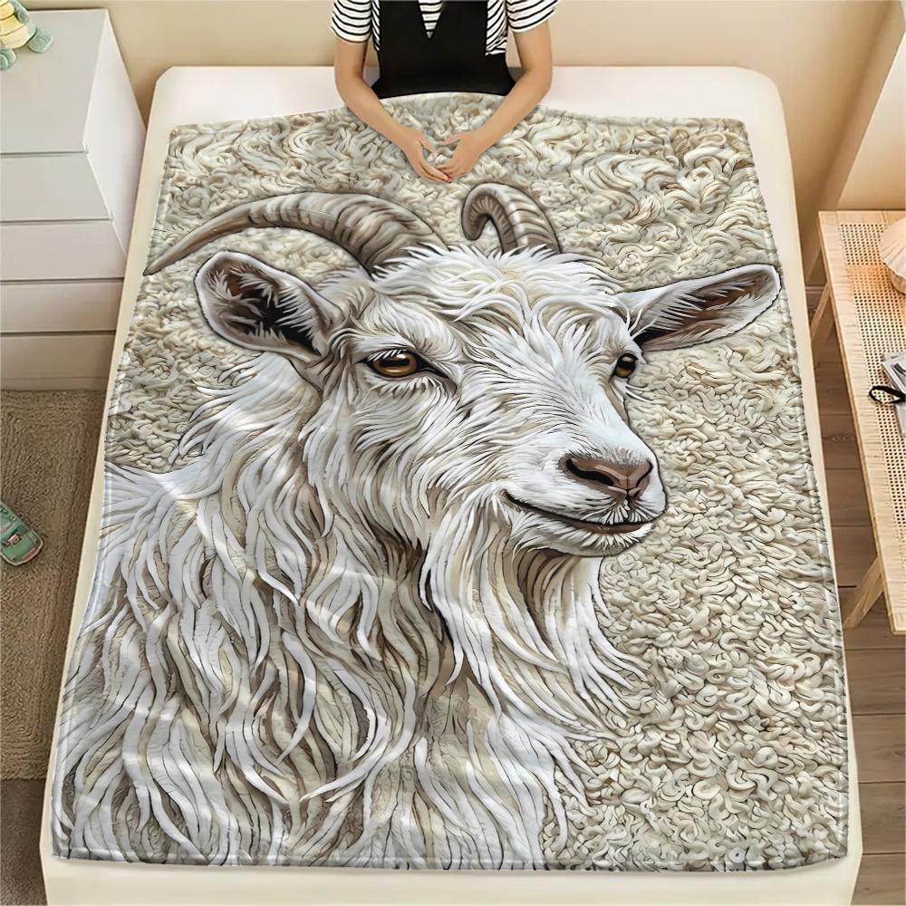 Felt wool lamb and horse lion Print Flannel Blanket,High quality Comfortable for All Seasons,Home Decor,Warmth and Comfort,Perfect for Christmas Gifts